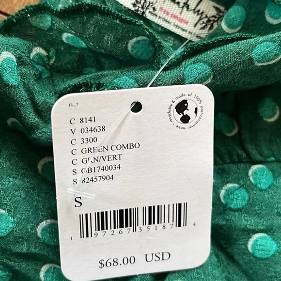 NWT Free People Bella Babe Bodysuit Green Polka Dot Ruffle - Picture 4 of 5